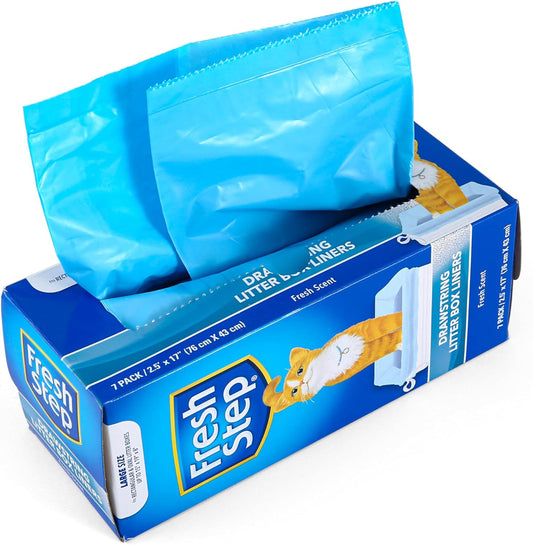Scented Drawstring Cat Litter Box Liners, 2.5 Ft x 17 In, Pack of 7