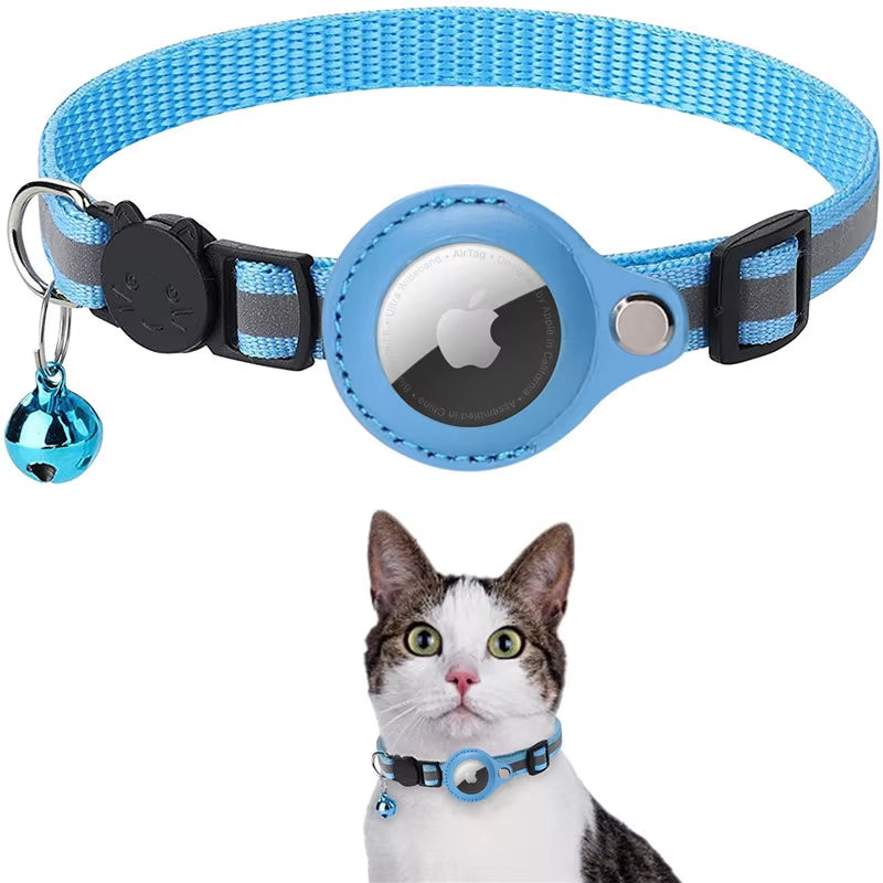 Adjustable Waterproof Cat Collar with Airtag Holder, Breakaway Design, Reflective Strips, and Bell