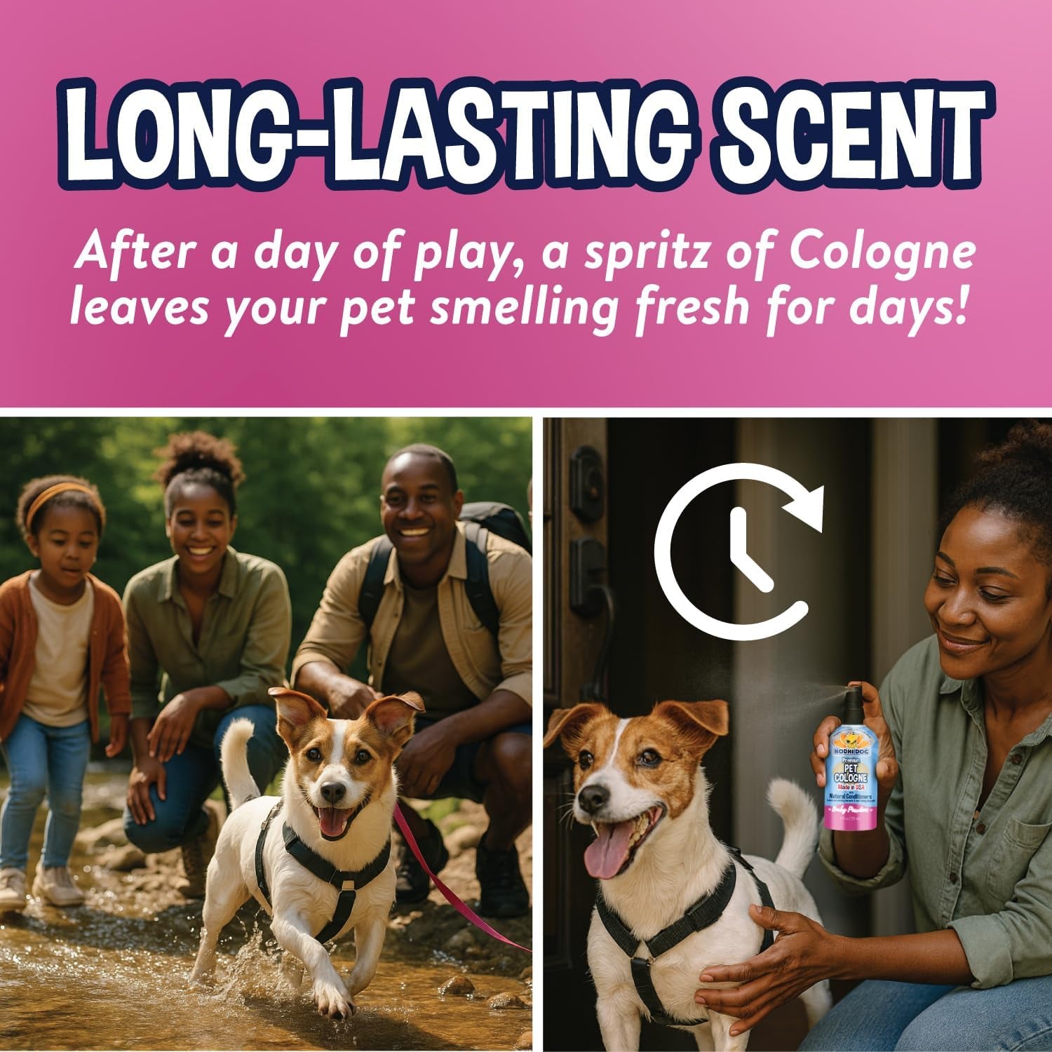 Premium Dog Cologne - Deodorizing Perfume and Conditioner for Dogs and Cats - Natural Long-Lasting Spray - Keeps Pets Fresh All Day - Gentle and Safe Formula, Made in the USA (Baby Powder, 4 Fl Oz)
