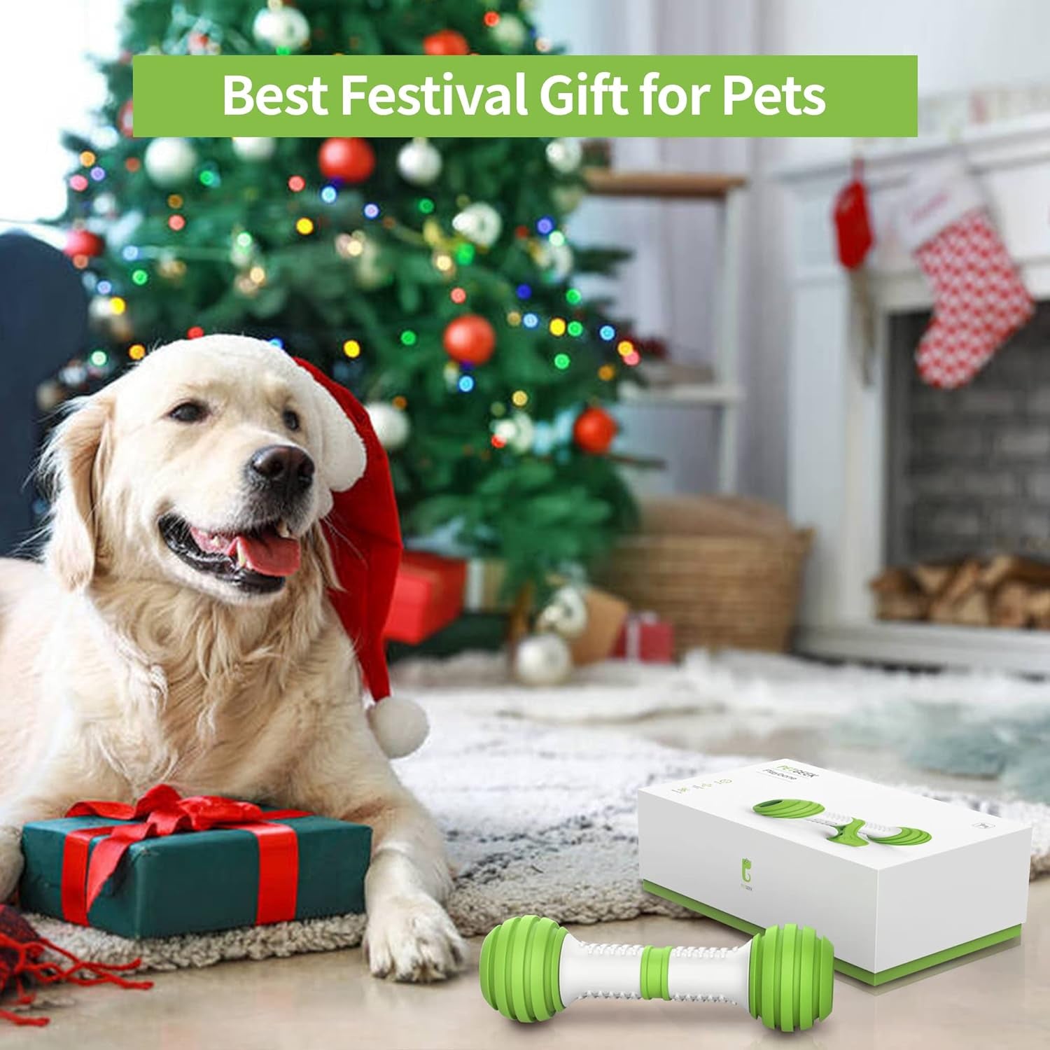 Interactive Automatic Dog Toys - Electronic Rechargeable Dog Bones in Safe and Durable Material (Green)