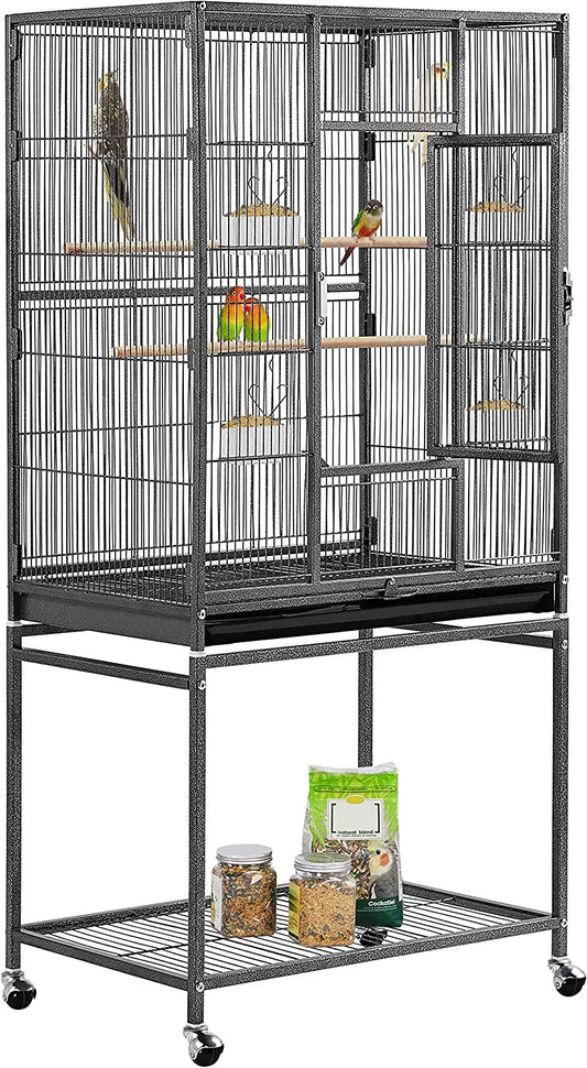Yaheetech 54-Inch Wrought Iron Large Bird Flight Cage with Stand for Small Parrots, Parakeets, and Finches