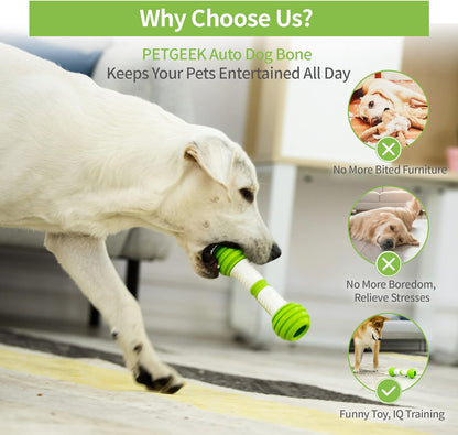Interactive Automatic Dog Toys - Electronic Rechargeable Dog Bones in Safe and Durable Material (Green)