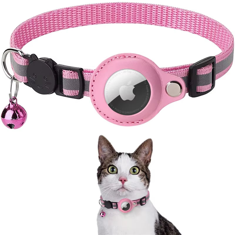 Adjustable Waterproof Cat Collar with Airtag Holder, Breakaway Design, Reflective Strips, and Bell