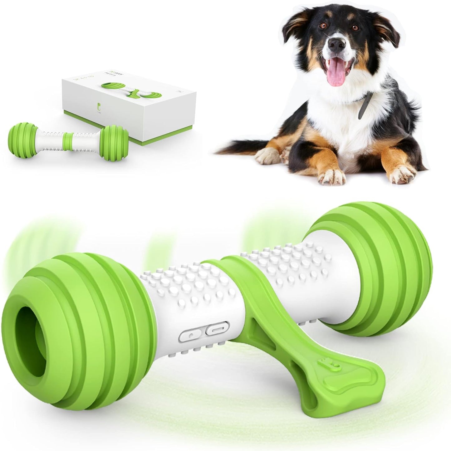 Interactive Automatic Dog Toys - Electronic Rechargeable Dog Bones in Safe and Durable Material (Green)