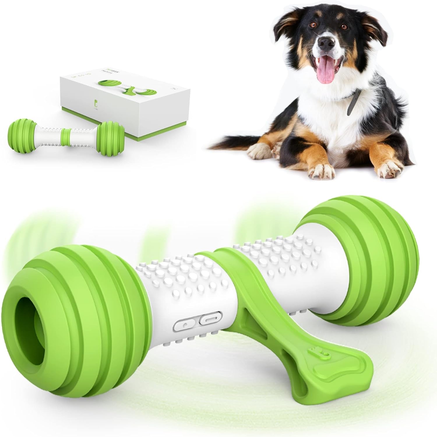 Interactive Automatic Dog Toys - Electronic Rechargeable Dog Bones in Safe and Durable Material (Green)