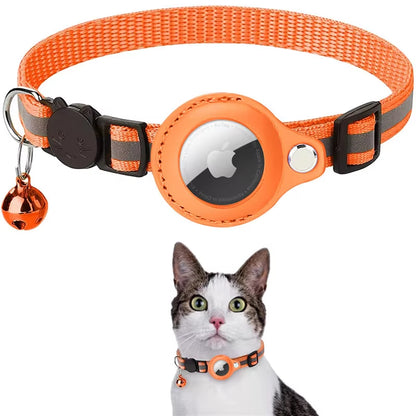 Adjustable Waterproof Cat Collar with Airtag Holder, Breakaway Design, Reflective Strips, and Bell
