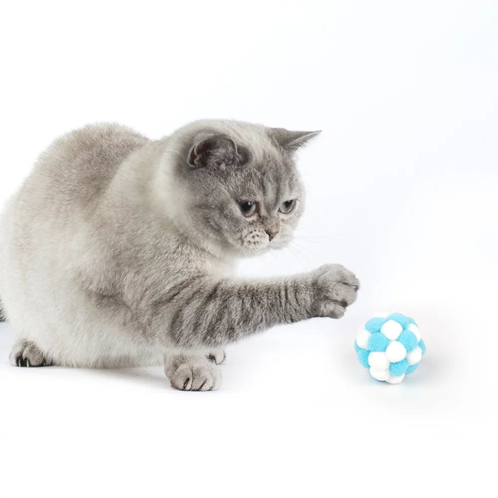 6-Piece Interactive Cat Toy Balls with Bells - Soft Chewing Toys for Indoor Play and Training