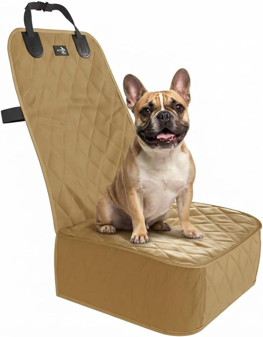 Waterproof Dog Car Seat Cover - Universal Front Seat Protector for SUVs, Trucks, and Sedans - Beige Pet Safety Travel Comfort System