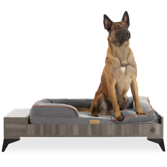 Wyatt Wooden Pet Bed with Mattress - Large to Extra Large, Greenguard Gold Certified Dog Bed