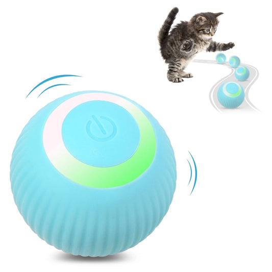 Automatic Rolling Interactive Cat Toy Ball with LED Light - USB Rechargeable for Indoor Play, Green