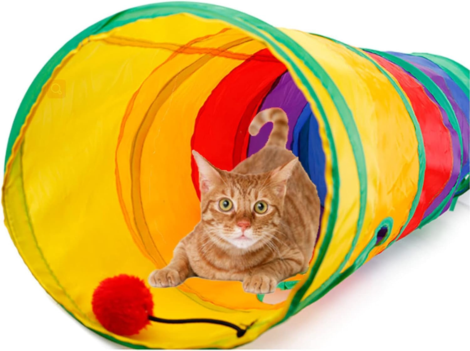 32-Piece Interactive Cat Toy Set with Foldable Rainbow Tunnel, Feather Teaser Wand, Fluffy Mouse, Crinkle Balls, and Bell Toys for Cats and Kittens