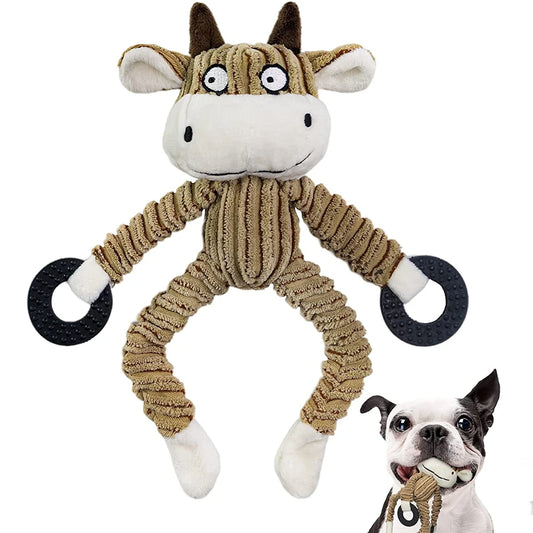 Plush Interactive Puppy Chew Toys for Teething and Training Small Dogs - Squeaky Monkey Design