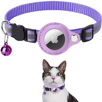 Adjustable Waterproof Cat Collar with Airtag Holder, Breakaway Design, Reflective Strips, and Bell
